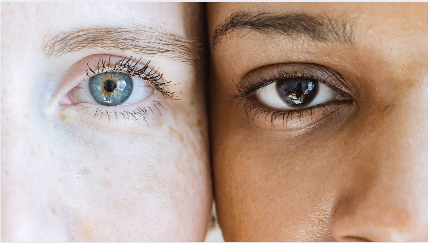 brown and white face side by side